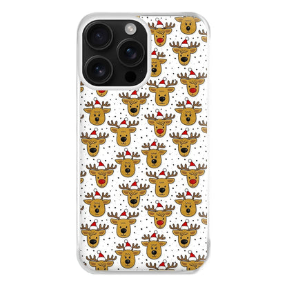 Reindeers In Santa Hats Pattern Phone Case for iPhone 16 Pro Max