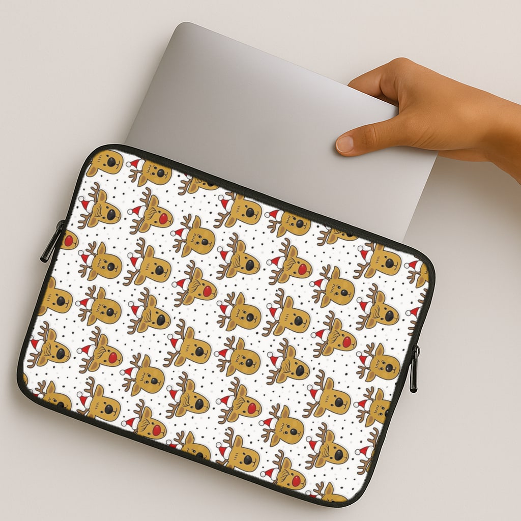 Reindeers In Santa Hats Pattern MacBook Case