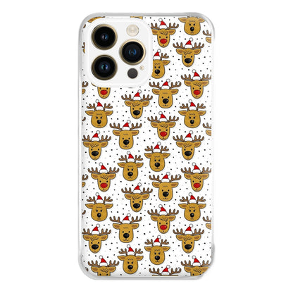 Reindeers In Santa Hats Pattern Phone Case for iPhone 14 Pro Max