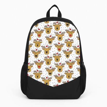 Reindeers In Santa Hats Pattern Large Backpack