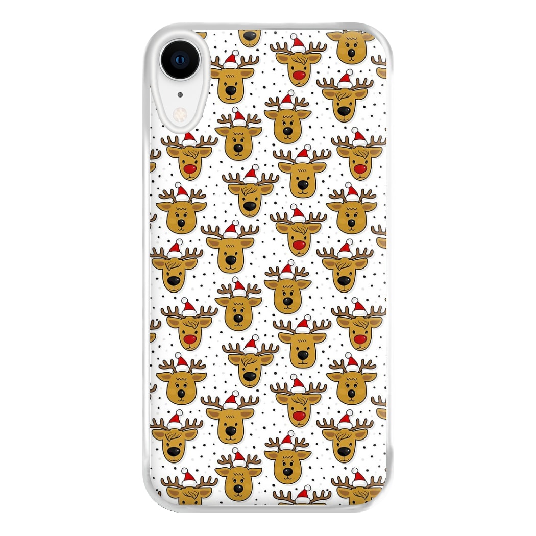 Reindeers In Santa Hats Pattern Phone Case for iPhone XR