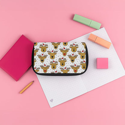 Reindeers In Santa Hats Pattern Pencil Case