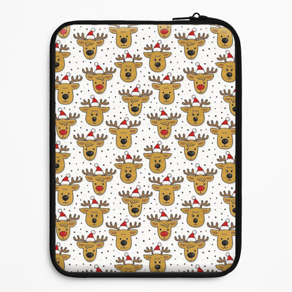 Reindeers In Santa Hats Pattern Universal Laptop Sleeve