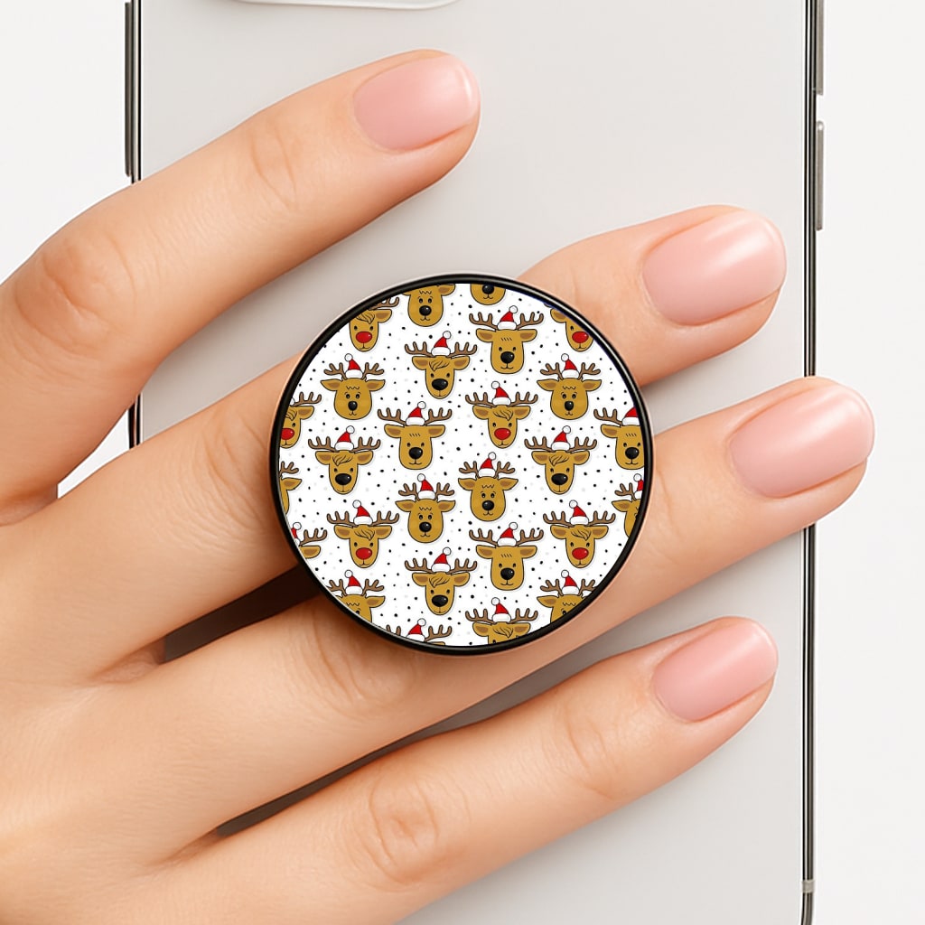 Reindeers In Santa Hats Pattern Phone Grip