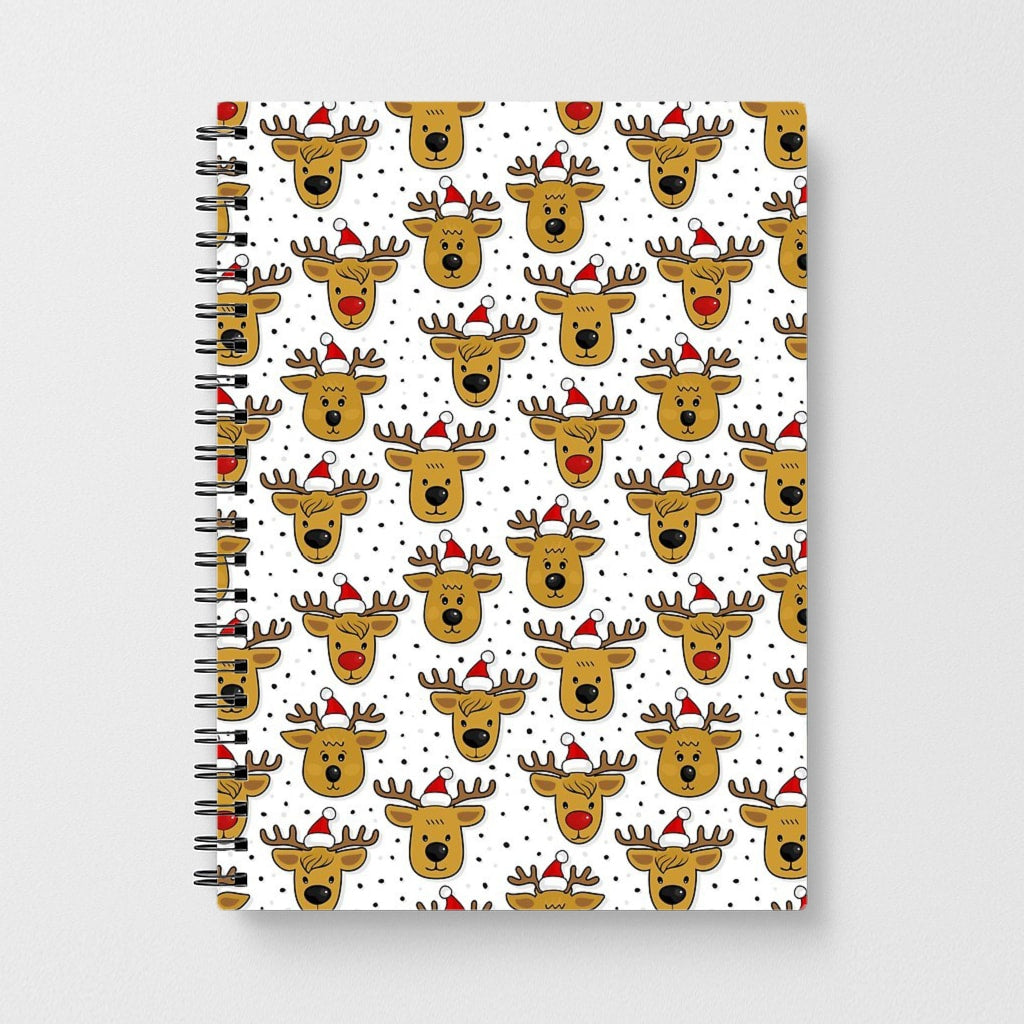 Reindeers In Santa Hats Pattern Notebook