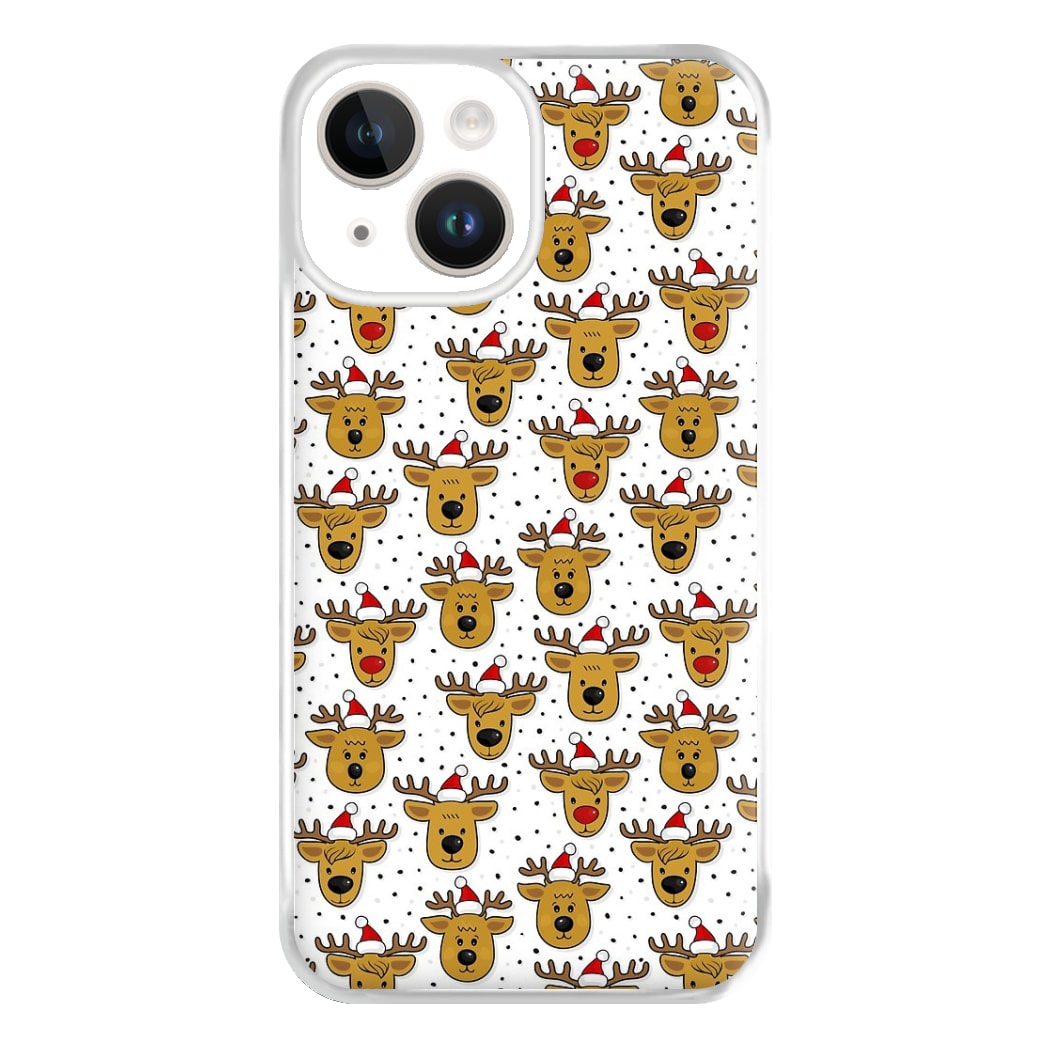 Reindeers In Santa Hats Pattern Phone Case for iPhone 14