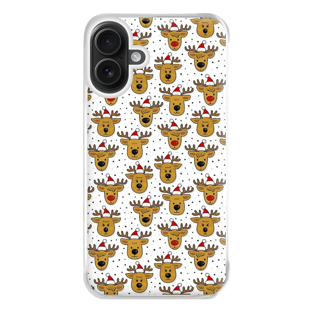 Reindeers In Santa Hats Pattern Phone Case for iPhone 16 Plus