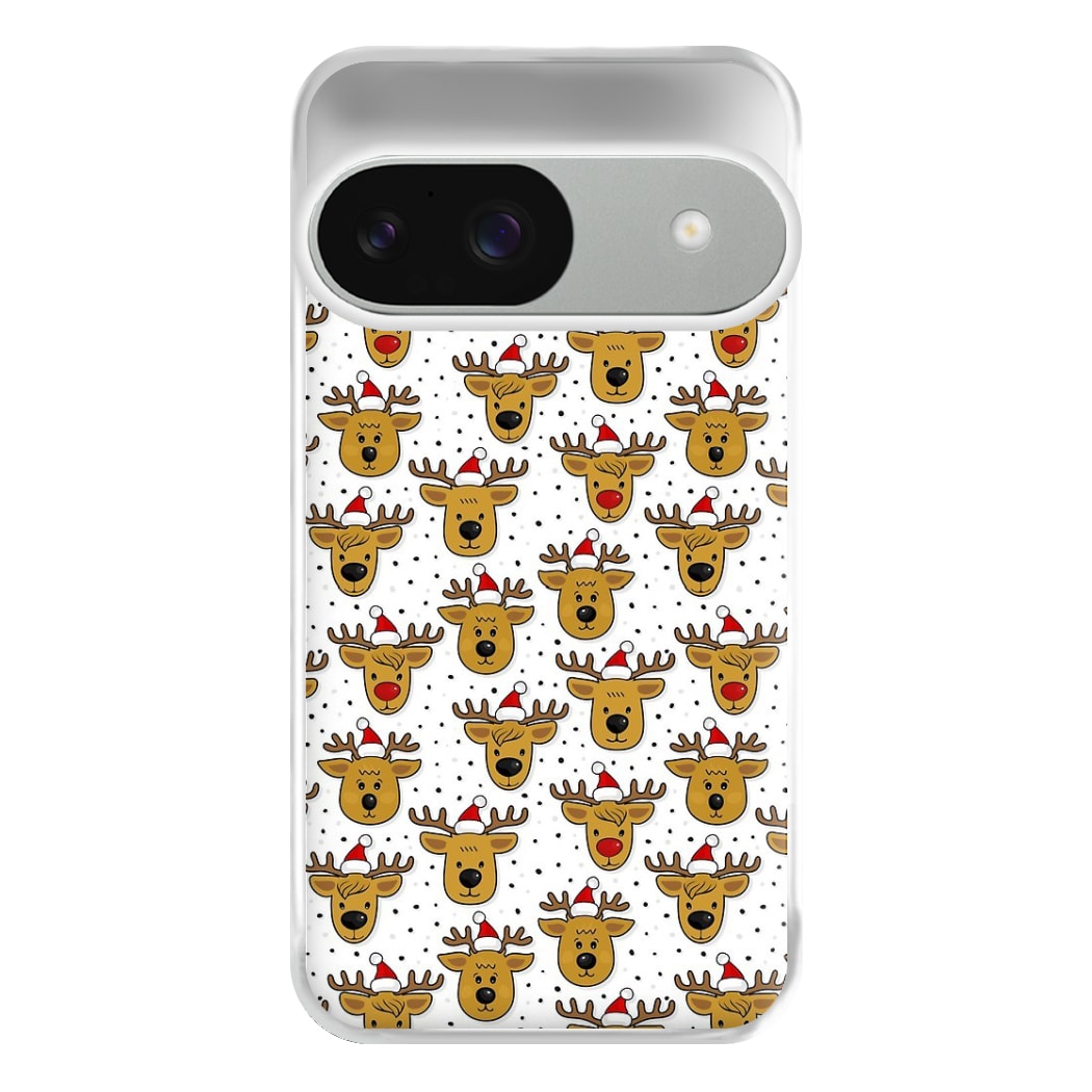 Reindeers In Santa Hats Pattern Phone Case for Google Pixel 9 / 9 Pro