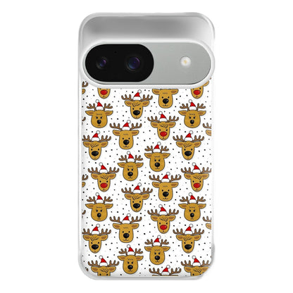 Reindeers In Santa Hats Pattern Phone Case for Google Pixel 9 / 9 Pro