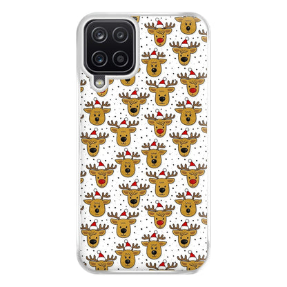 Reindeers In Santa Hats Pattern Phone Case for Galaxy A12