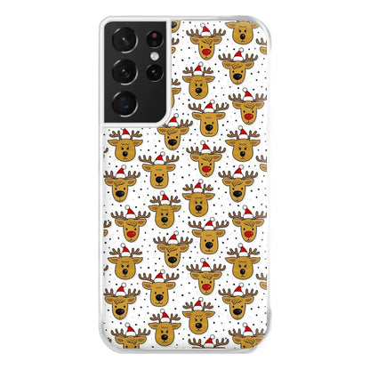 Reindeers In Santa Hats Pattern Phone Case for Galaxy S21 Ultra