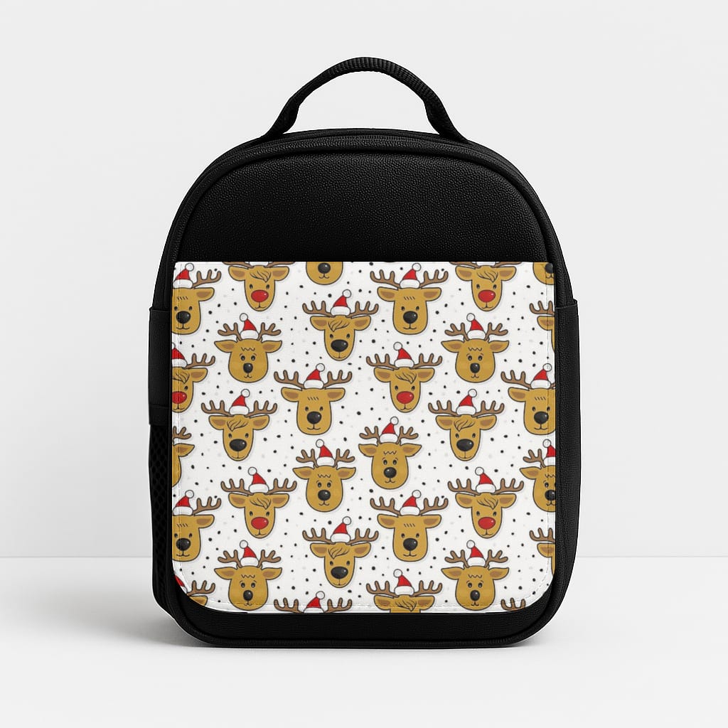 Reindeers In Santa Hats Pattern Insulated Lunchbox