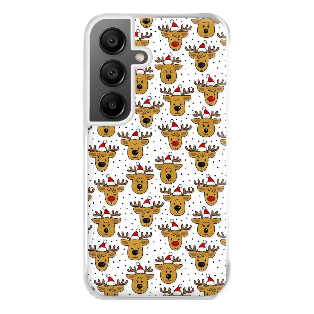 Reindeers In Santa Hats Pattern Phone Case for Galaxy A55