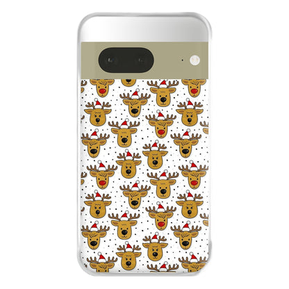 Reindeers In Santa Hats Pattern Phone Case for Google Pixel 7a