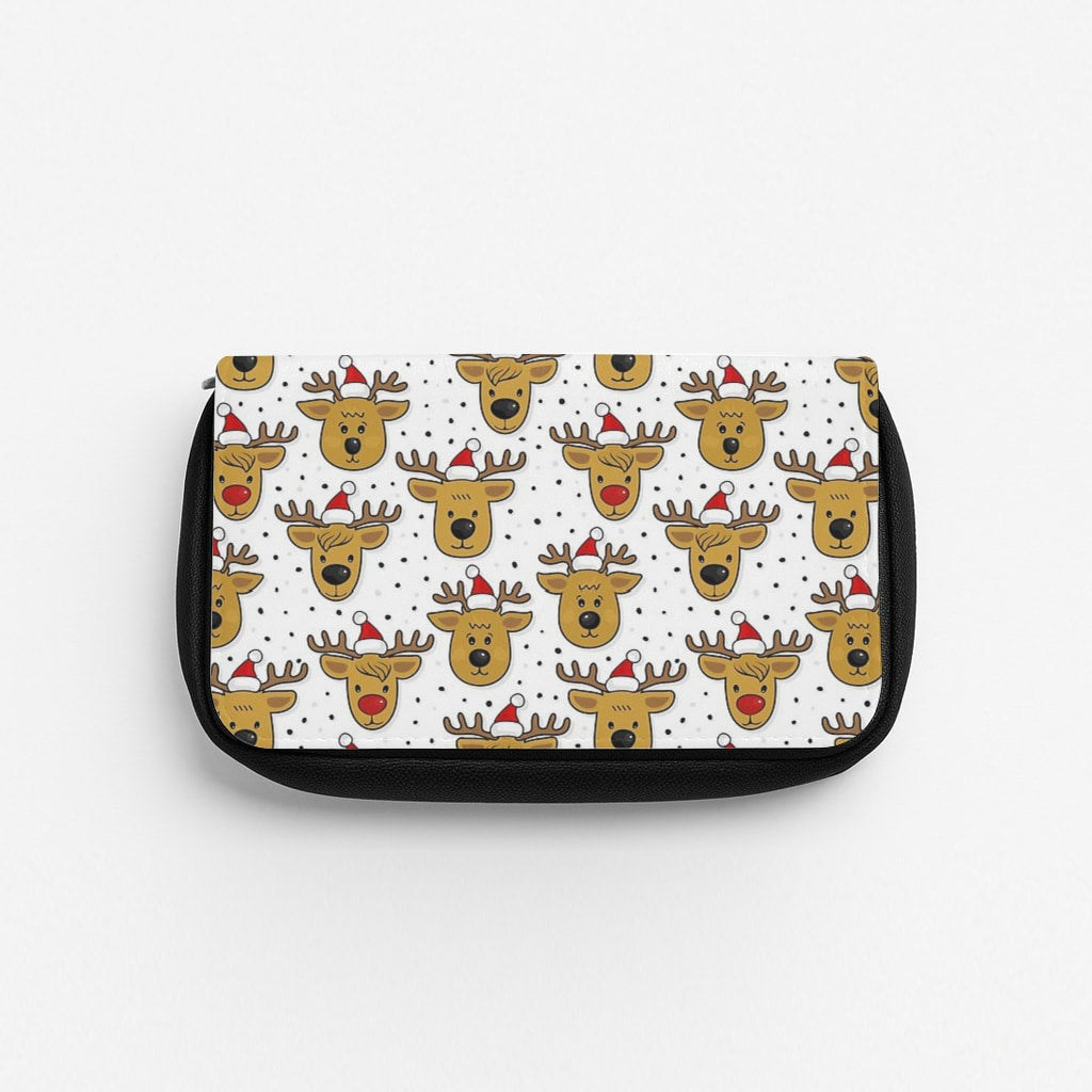 Reindeers In Santa Hats Pattern Pencil Case