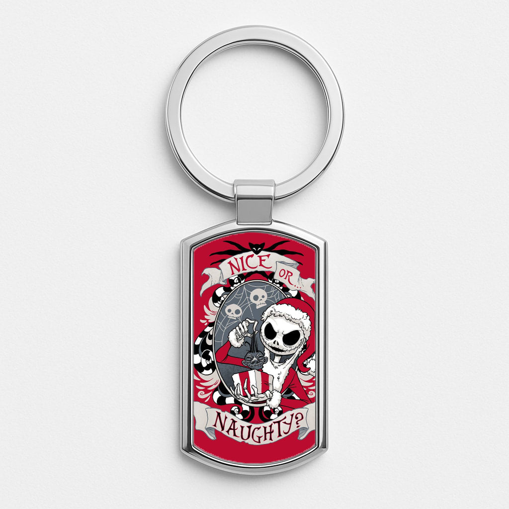 Nice Or Naughty - A Nightmare Before Christmas Silver Keyring