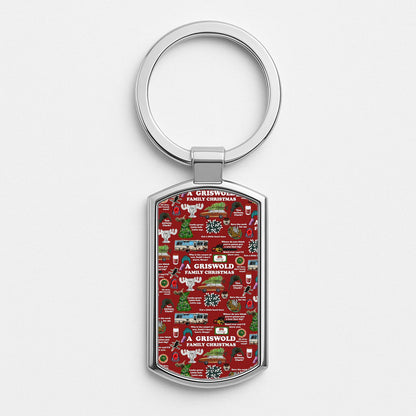 Christmas Holiday Collage Silver Keyring