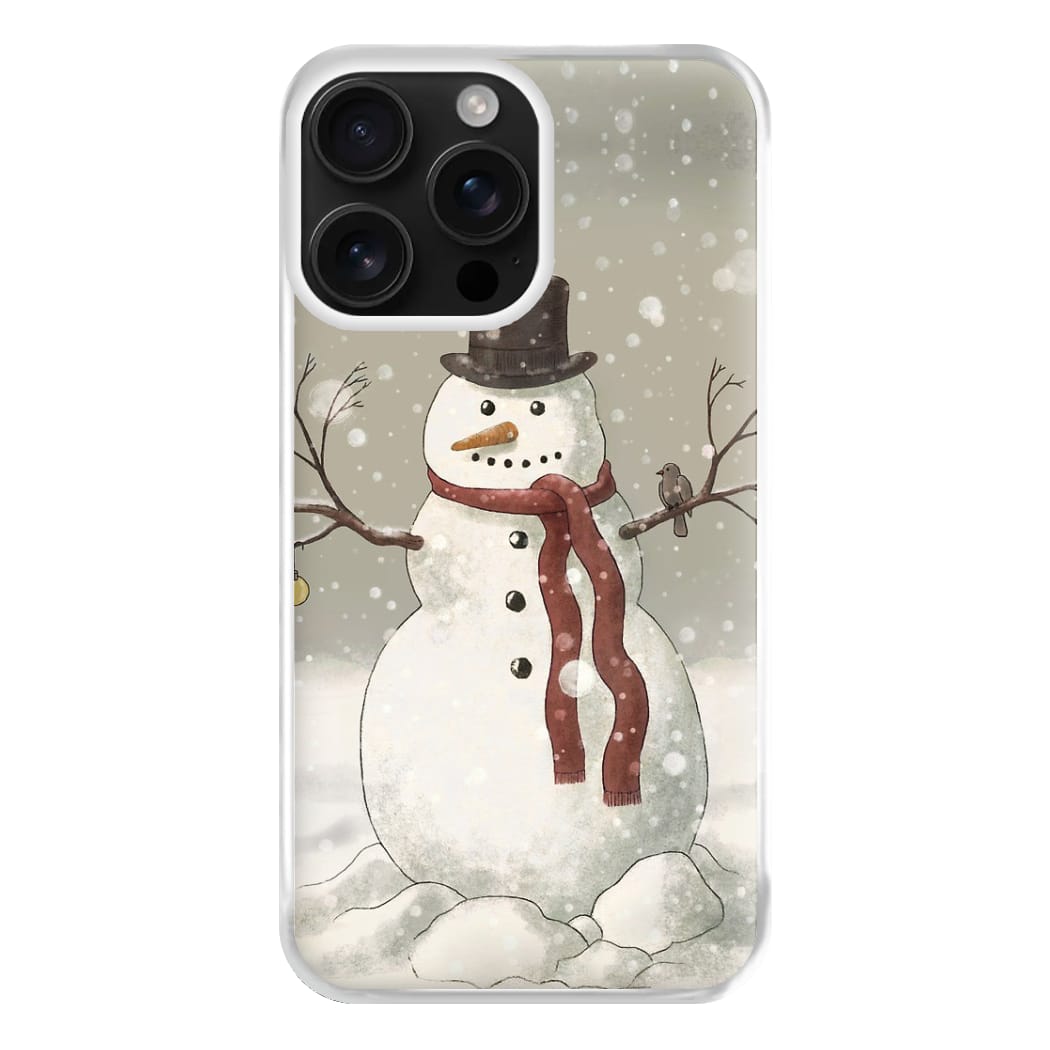 Christmas Snowman Drawing Phone Case for iPhone 16 Pro Max