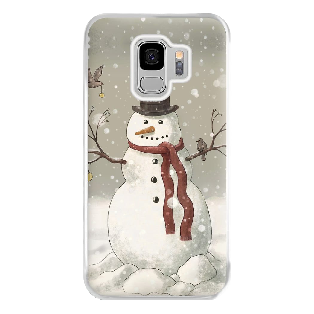 Christmas Snowman Drawing Phone Case for Galaxy S9 Plus