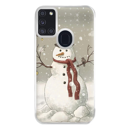 Christmas Snowman Drawing Phone Case for Galaxy A21s