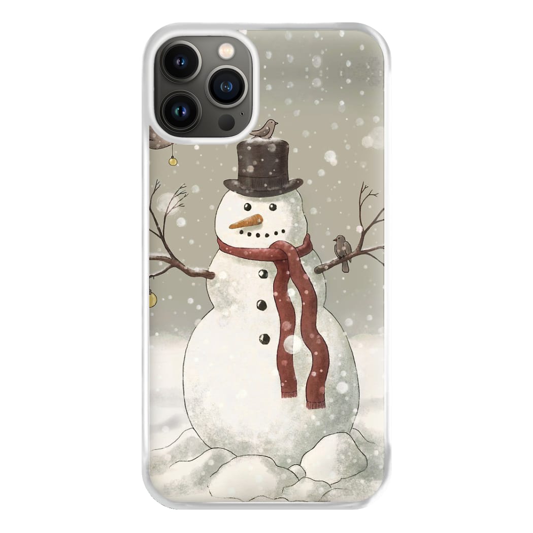 Christmas Snowman Drawing Phone Case for iPhone 13