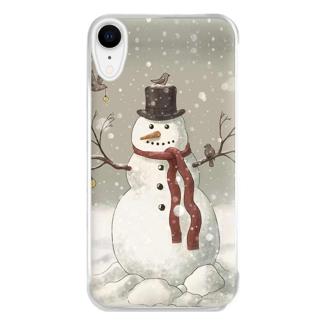 Christmas Snowman Drawing Phone Case for iPhone XR