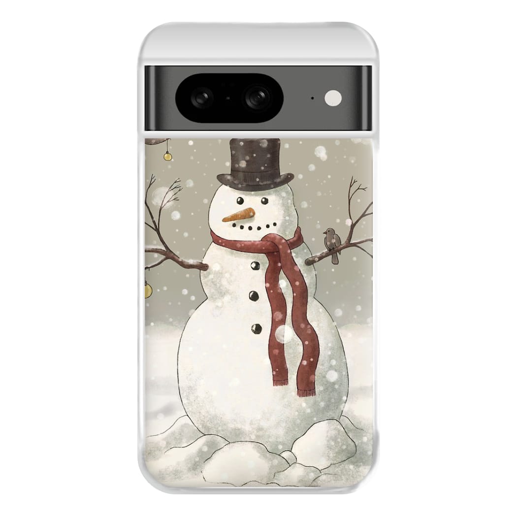 Christmas Snowman Drawing Phone Case for Google Pixel 8