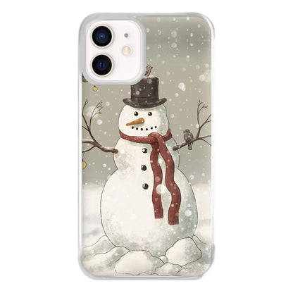 Christmas Snowman Drawing Phone Case for iPhone 12 Mini