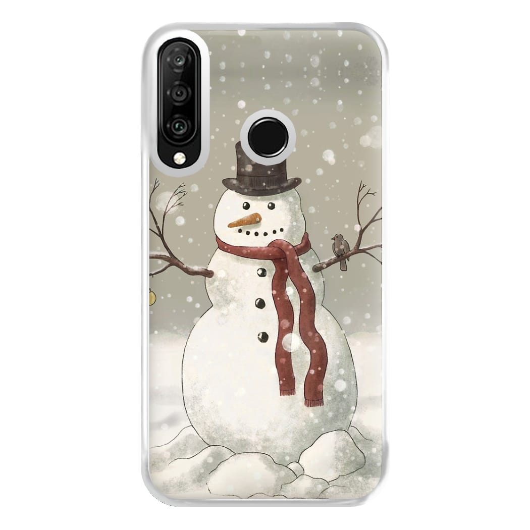 Christmas Snowman Drawing Phone Case for Huawei P30 Lite