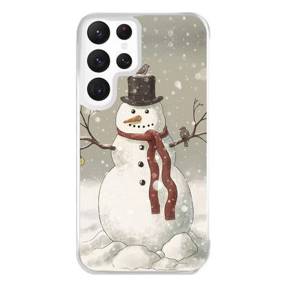 Christmas Snowman Drawing Phone Case for Galaxy S22 Ultra