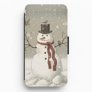 Christmas Snowman Drawing Flip Wallet Phone Case 1