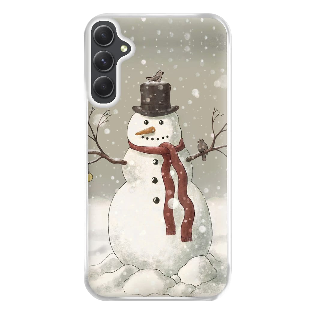 Christmas Snowman Drawing Phone Case for Galaxy A14