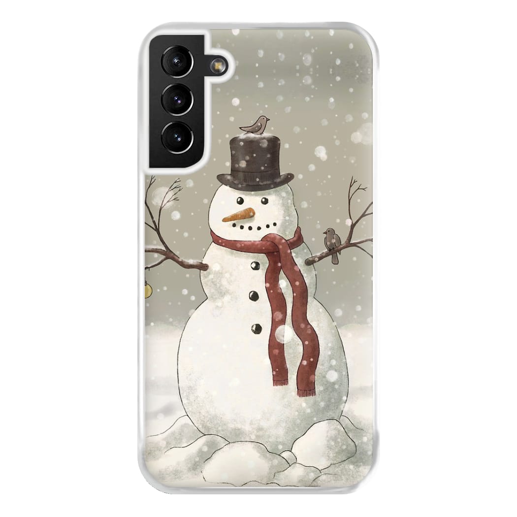 Christmas Snowman Drawing Phone Case for Galaxy S21 Plus