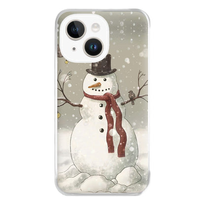 Christmas Snowman Drawing Phone Case for iPhone 14 Plus