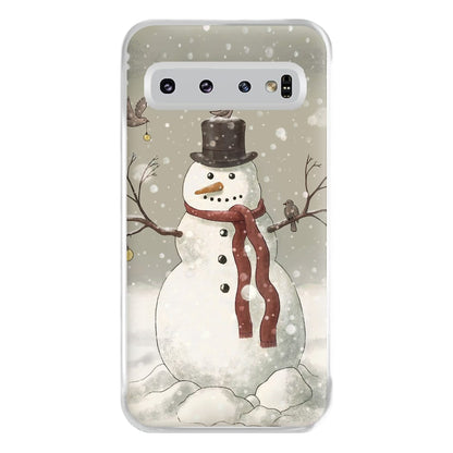 Christmas Snowman Drawing Phone Case for Galaxy S10 Plus