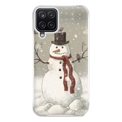 Christmas Snowman Drawing Phone Case for Galaxy A12