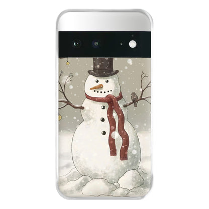 Christmas Snowman Drawing Phone Case for Google Pixel 6a