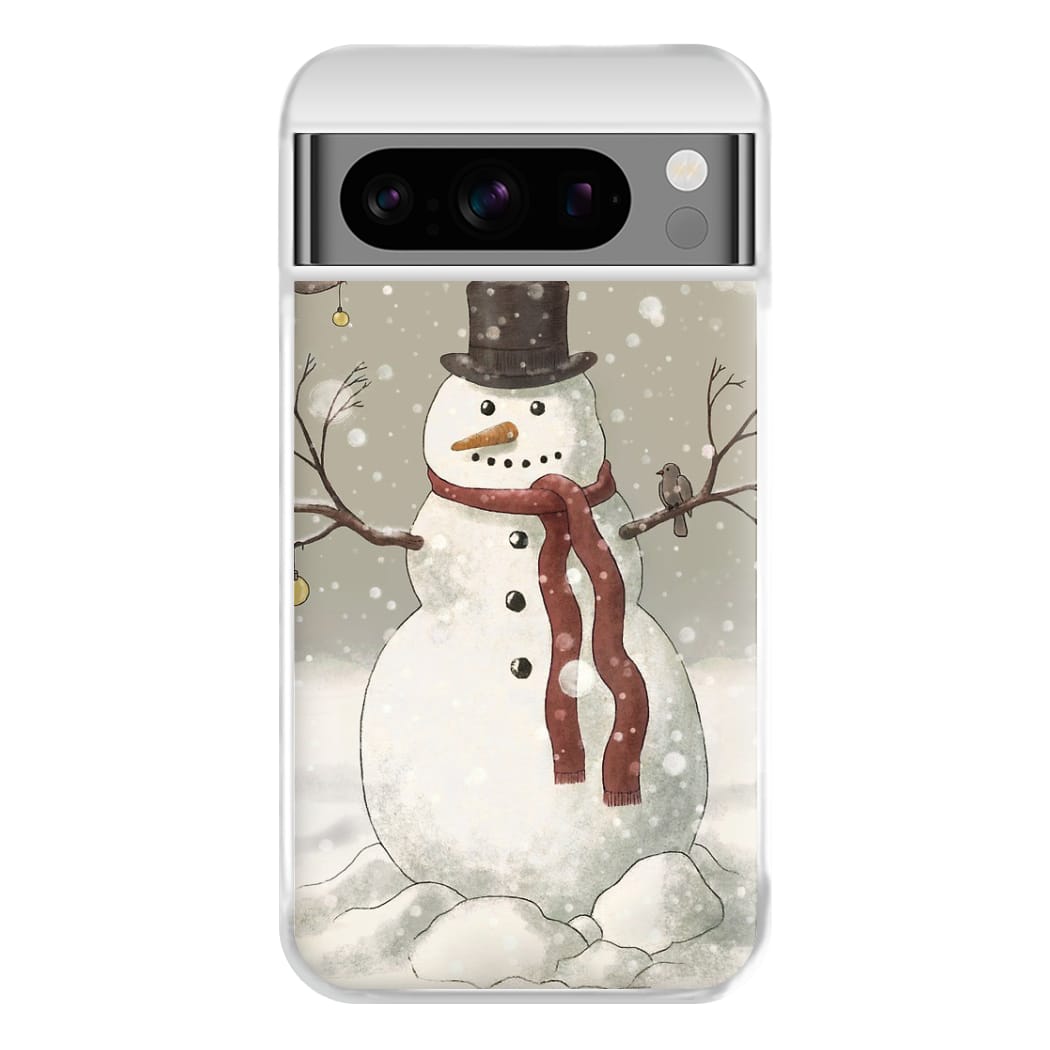 Christmas Snowman Drawing Phone Case for Google Pixel 8 Pro