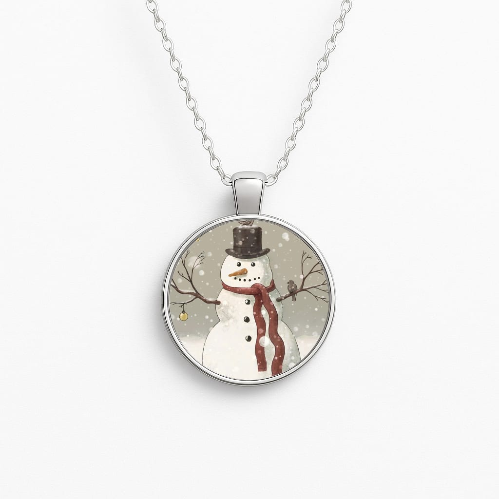 Christmas Snowman Drawing Necklace