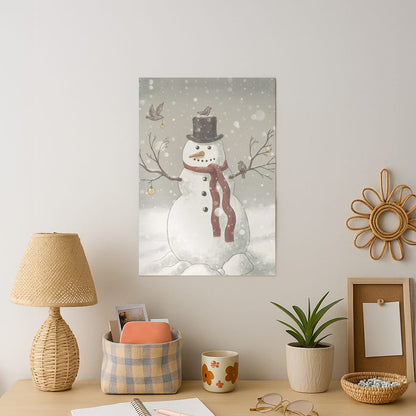 Christmas Snowman Drawing Art Print