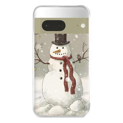 Christmas Snowman Drawing Phone Case for Google Pixel 7a