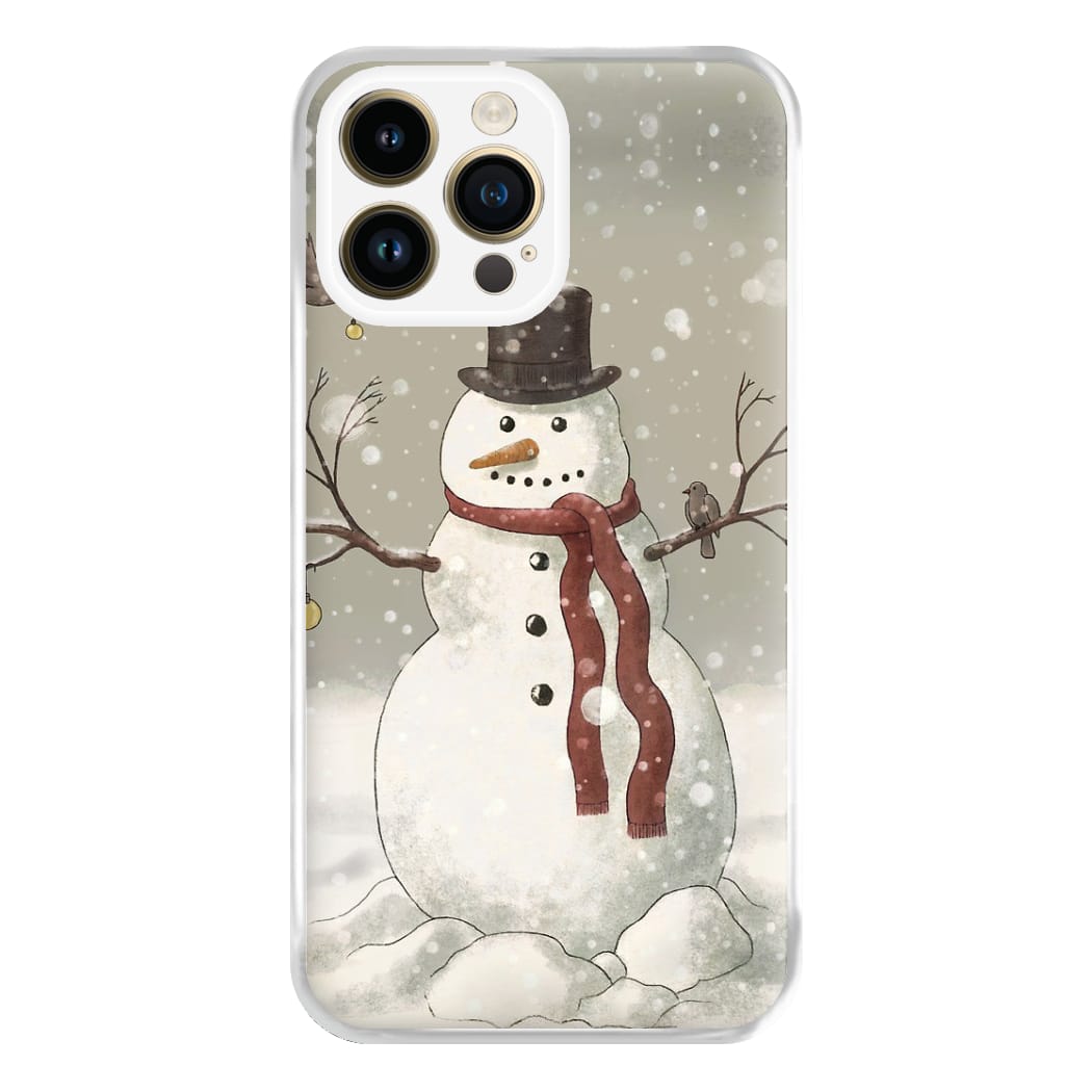 Christmas Snowman Drawing Phone Case for iPhone 14 Pro Max