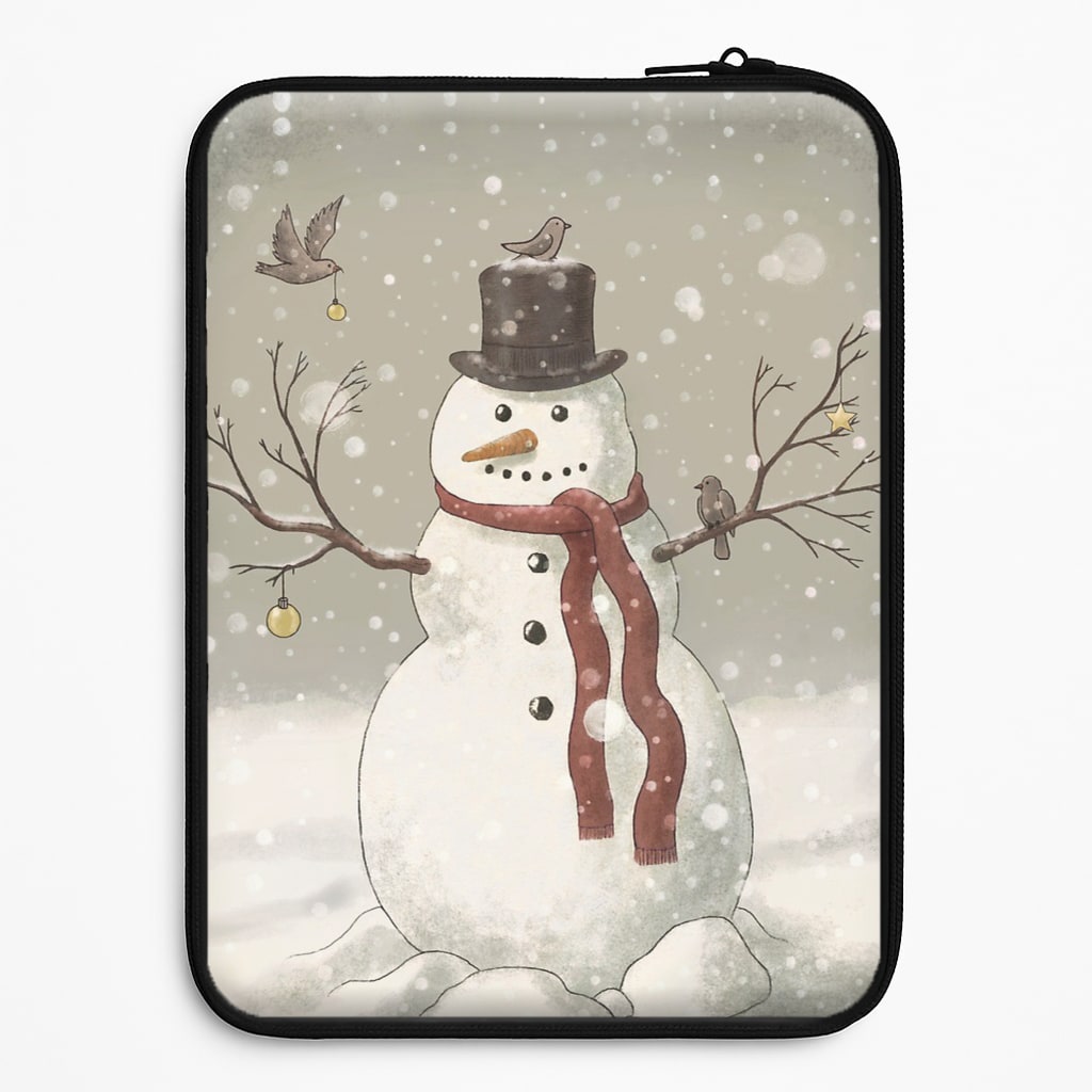 Christmas Snowman Drawing Laptop Sleeve