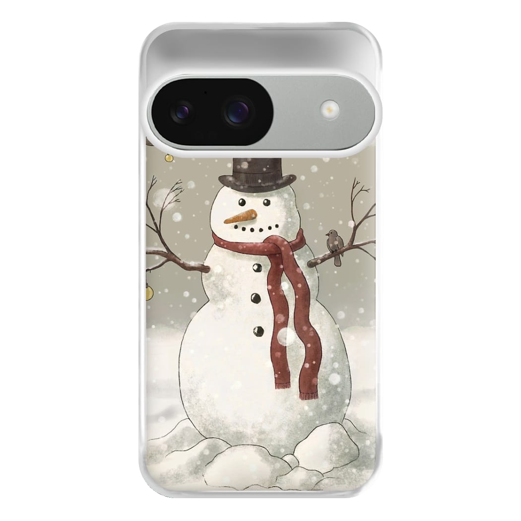 Christmas Snowman Drawing Phone Case for Google Pixel 9 / 9 Pro