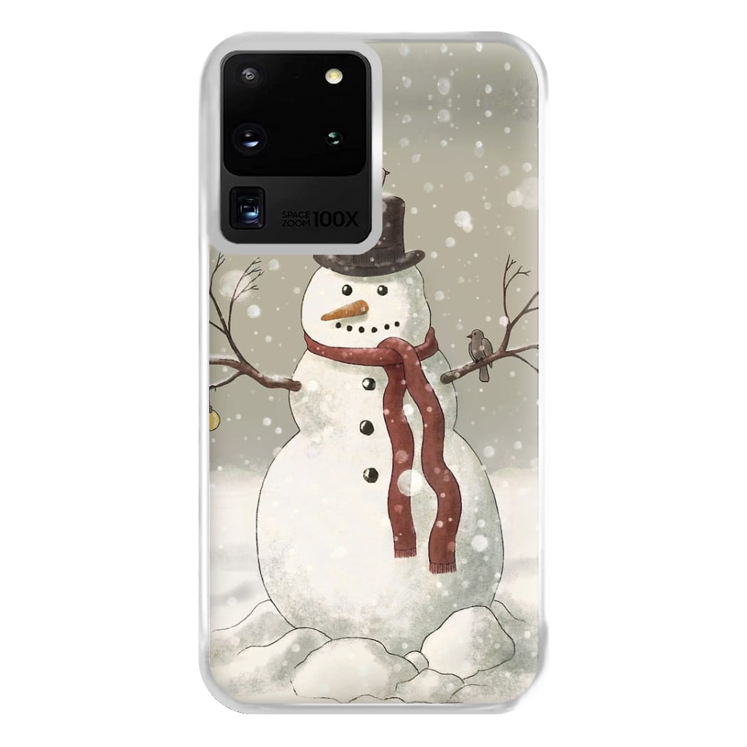 Christmas Snowman Drawing Phone Case for Galaxy S20 Ultra