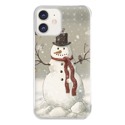 Christmas Snowman Drawing Phone Case for iPhone 12 / 12 Pro