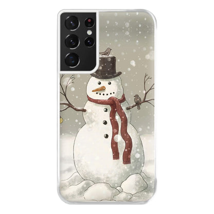 Christmas Snowman Drawing Phone Case for Galaxy S21 Ultra