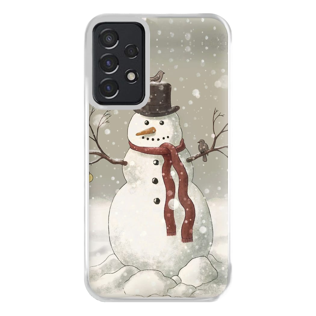 Christmas Snowman Drawing Phone Case for Galaxy A52 / A52s