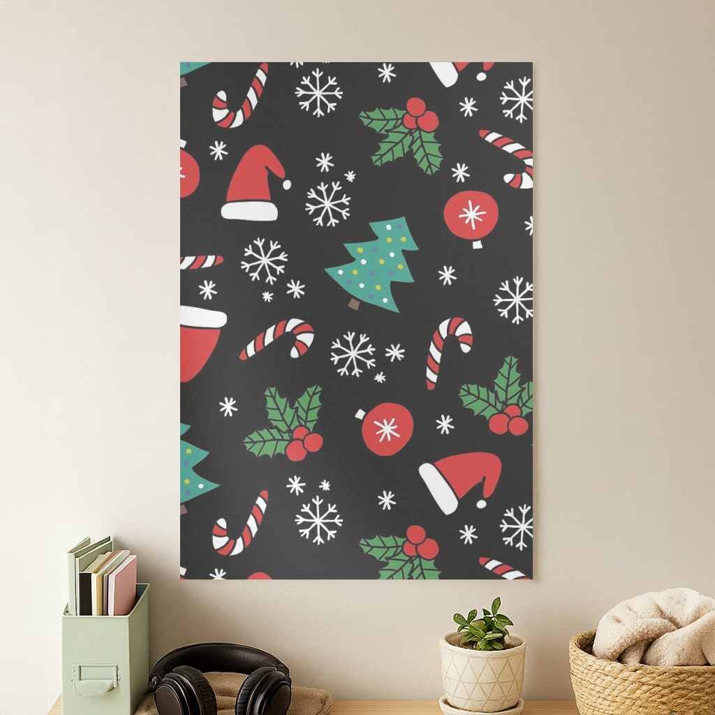 Christmas Objects Pattern Poster