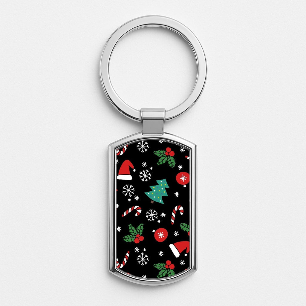 Christmas Objects Pattern Luxury Keyring